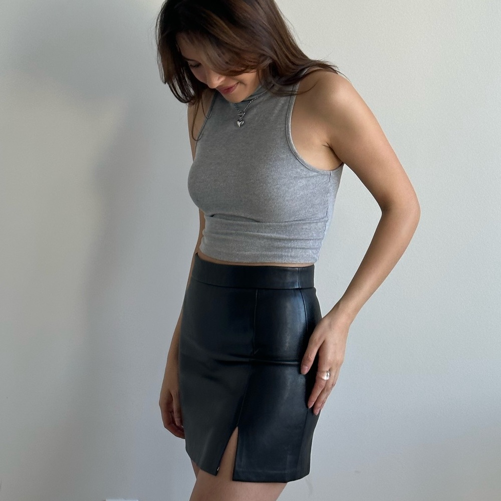 Black leather skirt